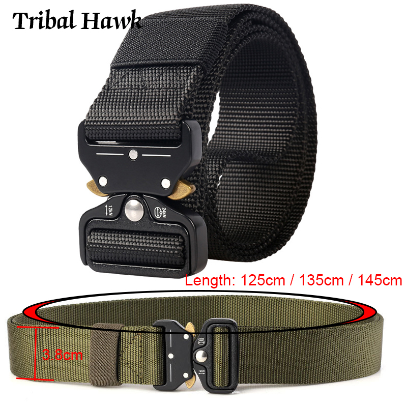 

Tactical Belt Men Heavy Duty Tactical Waist Belts Army Metal Buckle Training Nylon Belt Adjustable Hunting Accessories, Army green