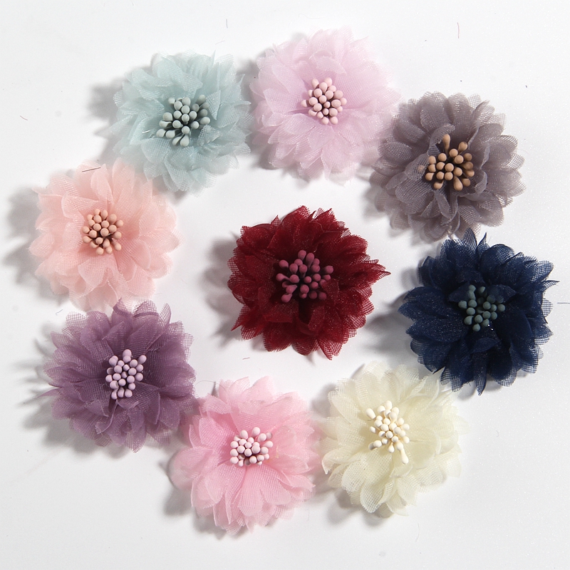 

200PCS 4CM 1.5" Artificial Fabric Flower For Dress Wedding Bouquet Jewelry Accessories Brooch Production Clothing Making, Red