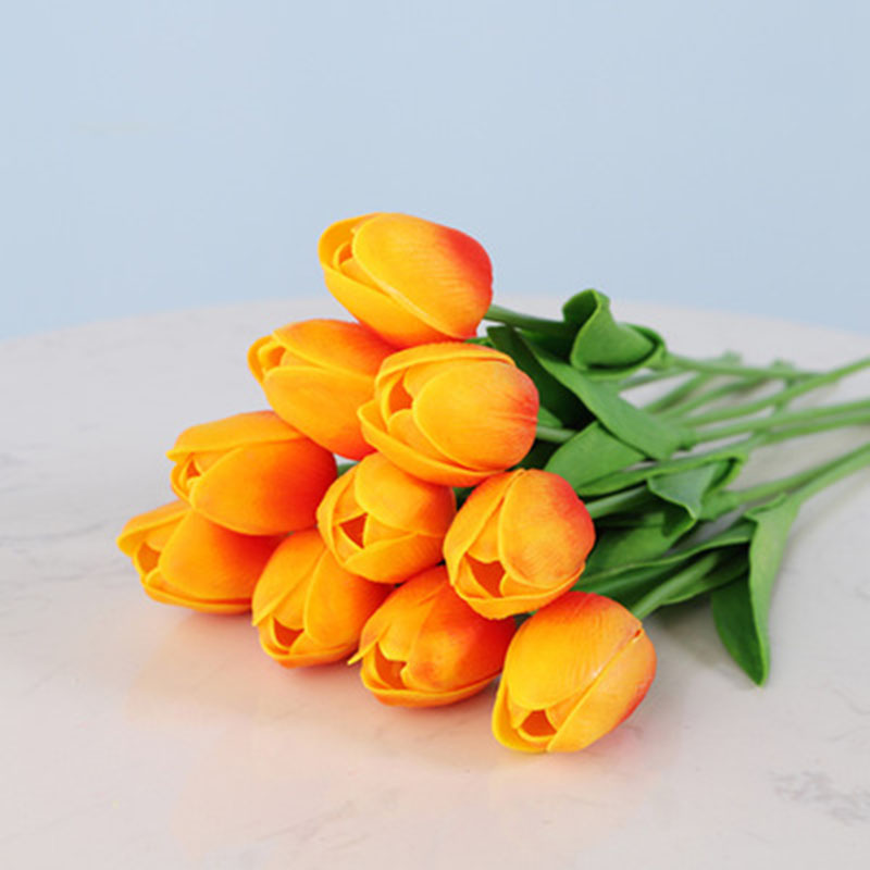 

Tulips Artificial Flowers PU Calla Fake Flowers Real touch for Wedding Decoration Home Party Decoration, Orange