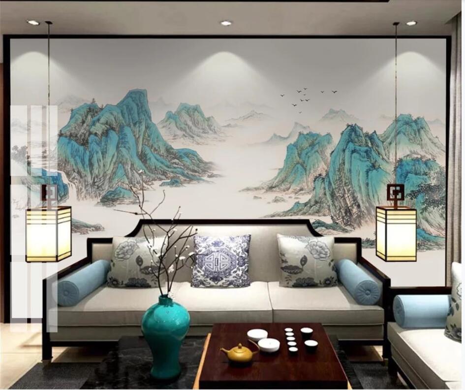 

3d photo wallpaper custom mural New chinese style mountain landscape background wall painting home decor living room wallpaper for walls 3 d, Non-woven wallpaper