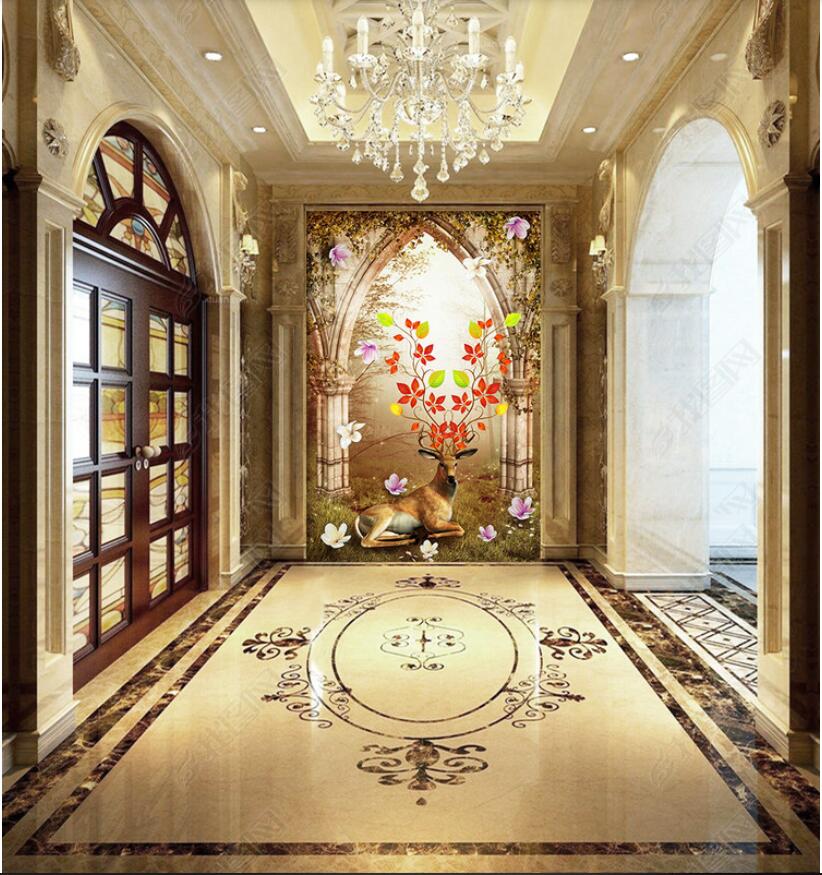 

3d wallpaper custom photo Romantic Castle Forest 3D porch muals wall paper for walls 3 d, Sky blue