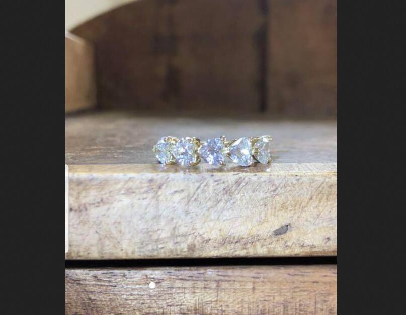 

14k white gold US 6 size 0.3 ct each Ring heart shape 5pcs D-F color S200110