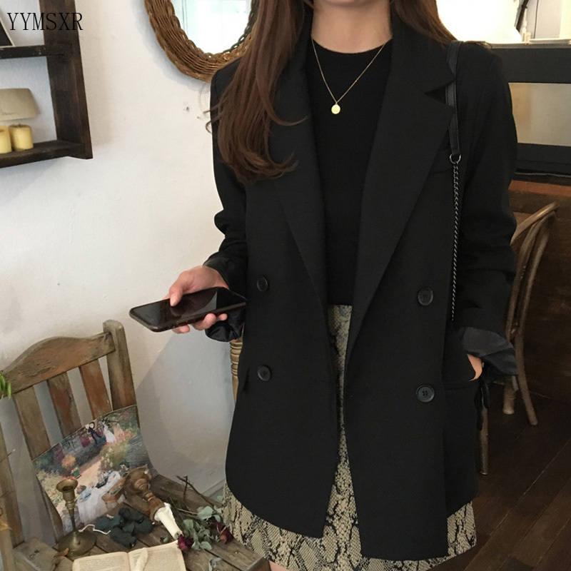 

Women' Suits & Blazers Black Suit 2021 Korean Style Casual Elegant Ladies Office Blazer Fashion Feminine Jacket Long Small Autumn