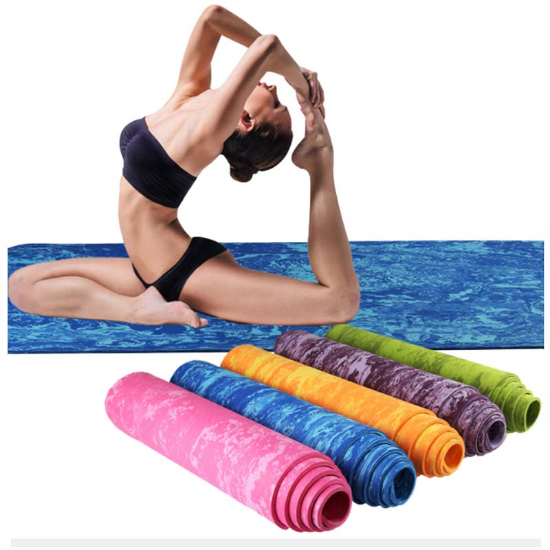

6mm Yoga Mat 1830*610mm TPE Non-slip Mat For Men Women Fitness Tasteless Gym Exercise Pads Pilates Yoga Pad camouflage XA16WD, Blue