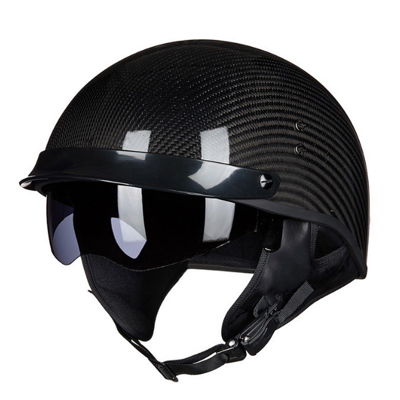 Yyou Leather Retro Safety Helmet Halley Helmet Unisex Motorcycle Helmet Light Fashion Four Seasons Universal