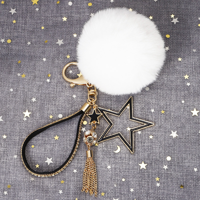 

Cute Fluffy Pompom Fur Ball Keychain Decorative Fancy Fashion Best Friend Chain Women Key Holder Car Bag Charms