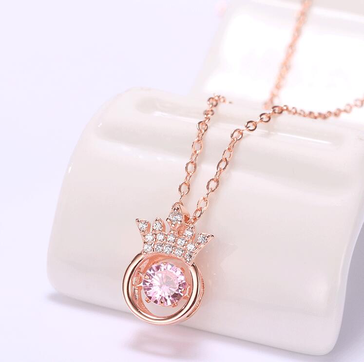 

Fashion beating diamond crown necklace with 18K rose gold clavicle chain 925 sterling silver necklace jewelry for ladys