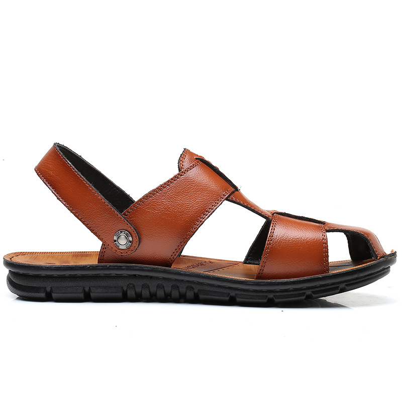 

Hot Sale- toes sandals Big size Mens slippers man cow leather man shoes double use fashion slipper wearproof genuine leather sandal JI08, Black