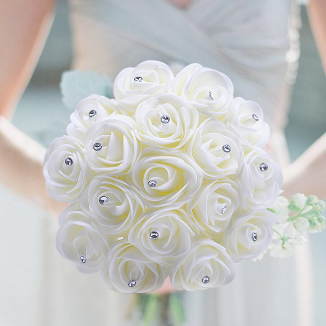 

30pcs Artificial Rose Flower Foam Rose Home DIY Scrapbooking Fake Flower Decoration Wedding Bride Bouquet Festival Party Supply7, B01