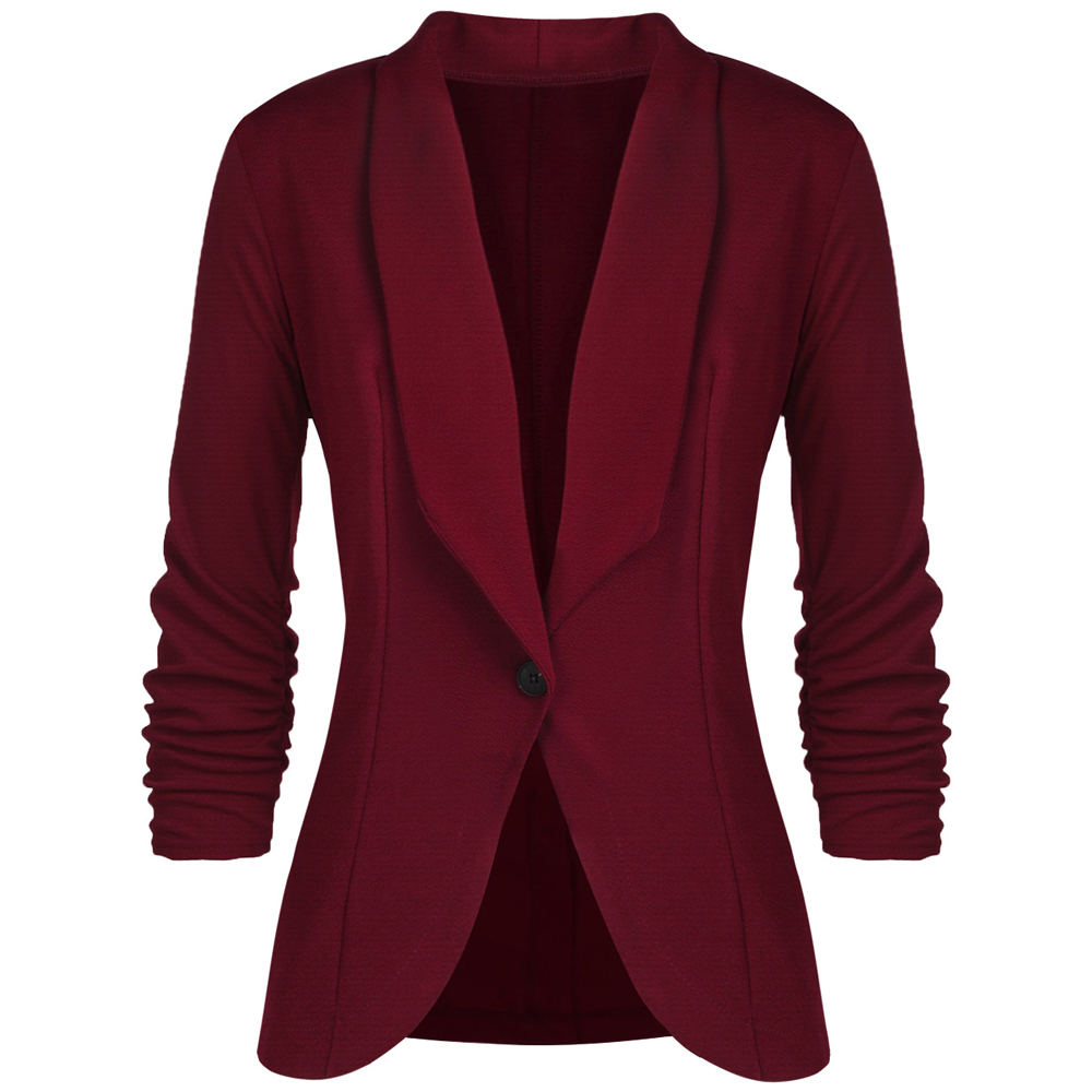 

2018 Spring Basic Jackets Coat Women Autumn Slim Blazers Long Sleeve Single Button Notched Blazers Black Office Lady Work Suit
