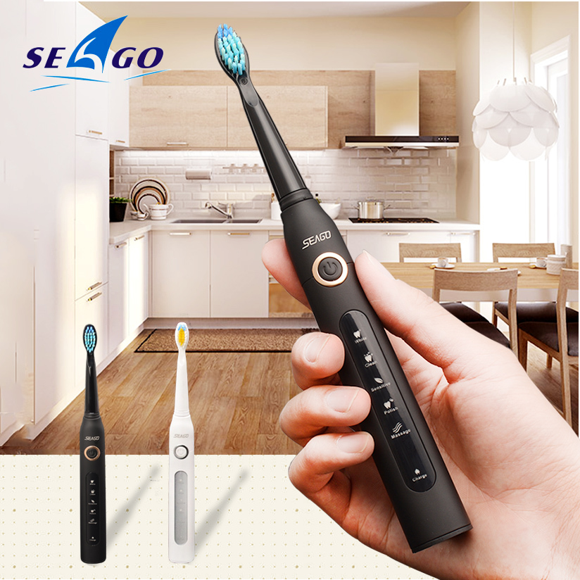 Electric Toothbrush Sonic Wave Rechargeable Top Quality Smart Chip Toothbrush Head Replaceable Whitening Healthy Best Gift ! C18112601-image-435488125