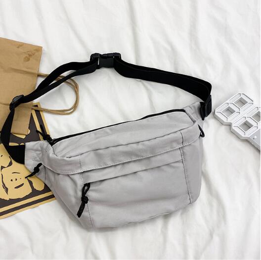 

Ins Fashion Women Waist Bag Nylon Large Capacity Chest Bag Plain Shoulder Bags Crossbody Totes, Black