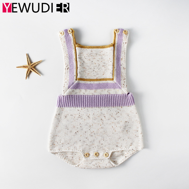 

Newborn Baby Rompers Boys Girls Wool Knitted Clothes Cute Multicolor Strap Overalls Infant Toddler Sleeveless Jumpsuits Costume, As photo