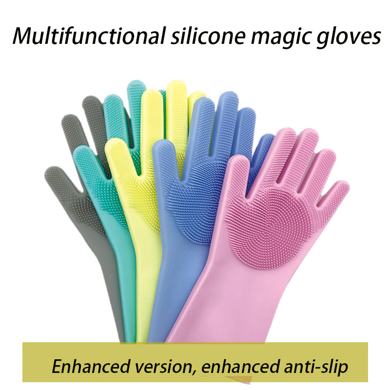 

Korea Magic Silicone Dishwashing Gloves Kitchen Brush Bowl Female Douyin Housework Artifact Housework Clothes Laundry dishes