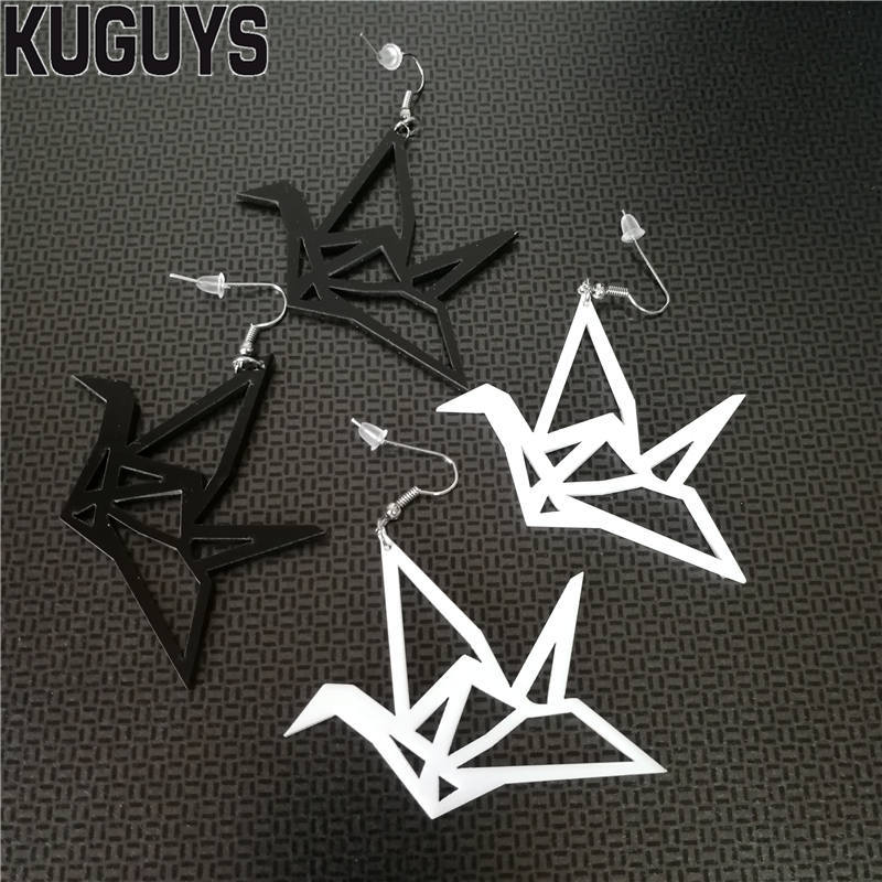 Bijoux fantaisie boucles d'oreilles pendantes pour femmes acrylique boucles d'oreilles goutte noir blanc évider grue