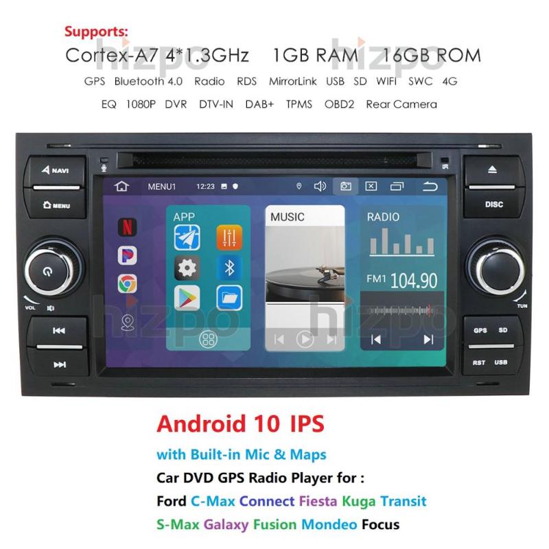 

Android 10 7 Inch 2 Din Car Stereo For Mondeo S-max Focus C-MAX Galaxy Fiesta transit Fusion Connect kuga GPS Navigation BT car dvd