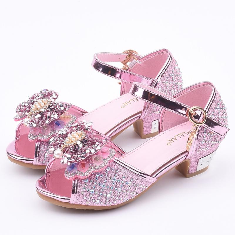 

TELOTUNY sandals Toddler Kids Girls Pearl Butterfly-Knot Crystal Single Princess Shoes dance Sandals children girls Jun6, Silver