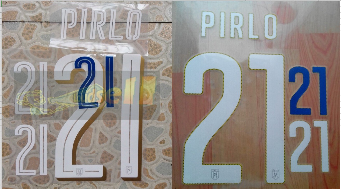 

2014 2016 Italy home away PIRLO #21 nameset patch badge