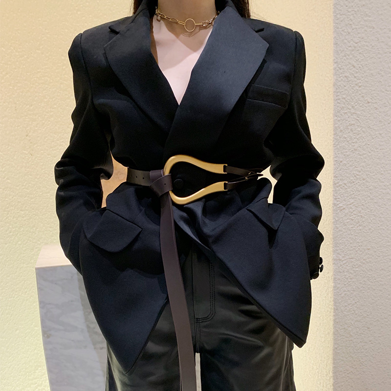 

2019 Women's Belts Big buckle leather belts for women 5 Colors belt women waist, Black