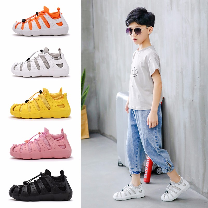 

kid shoes new fashionable net breathable leisure sports running shoes for girls for boys brand kids two use, White-orange