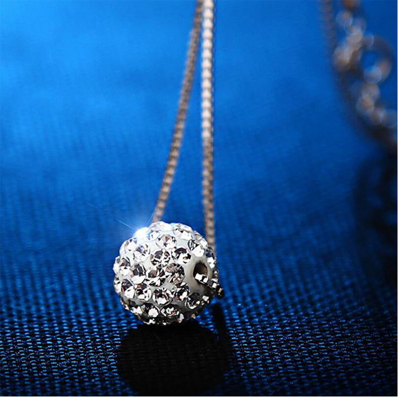 

925 Sterling Silver Necklace For Women Zircon Ball Necklaces & Pendants Sterling-silver Jewelry Kolye
