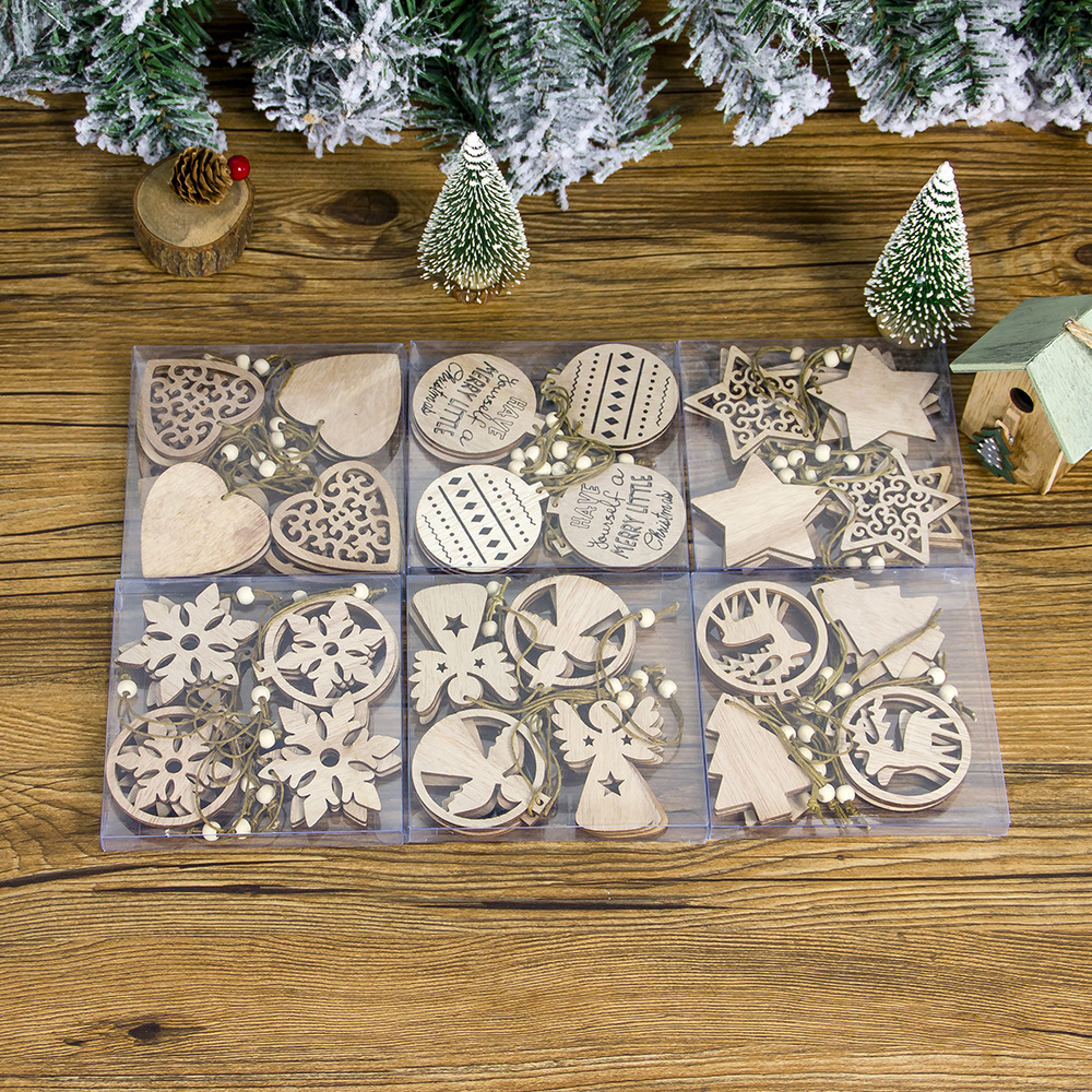 3D Wooden Chip MDF Ornaments Tree Santa Snowflake Christmas Xmas Decorations
