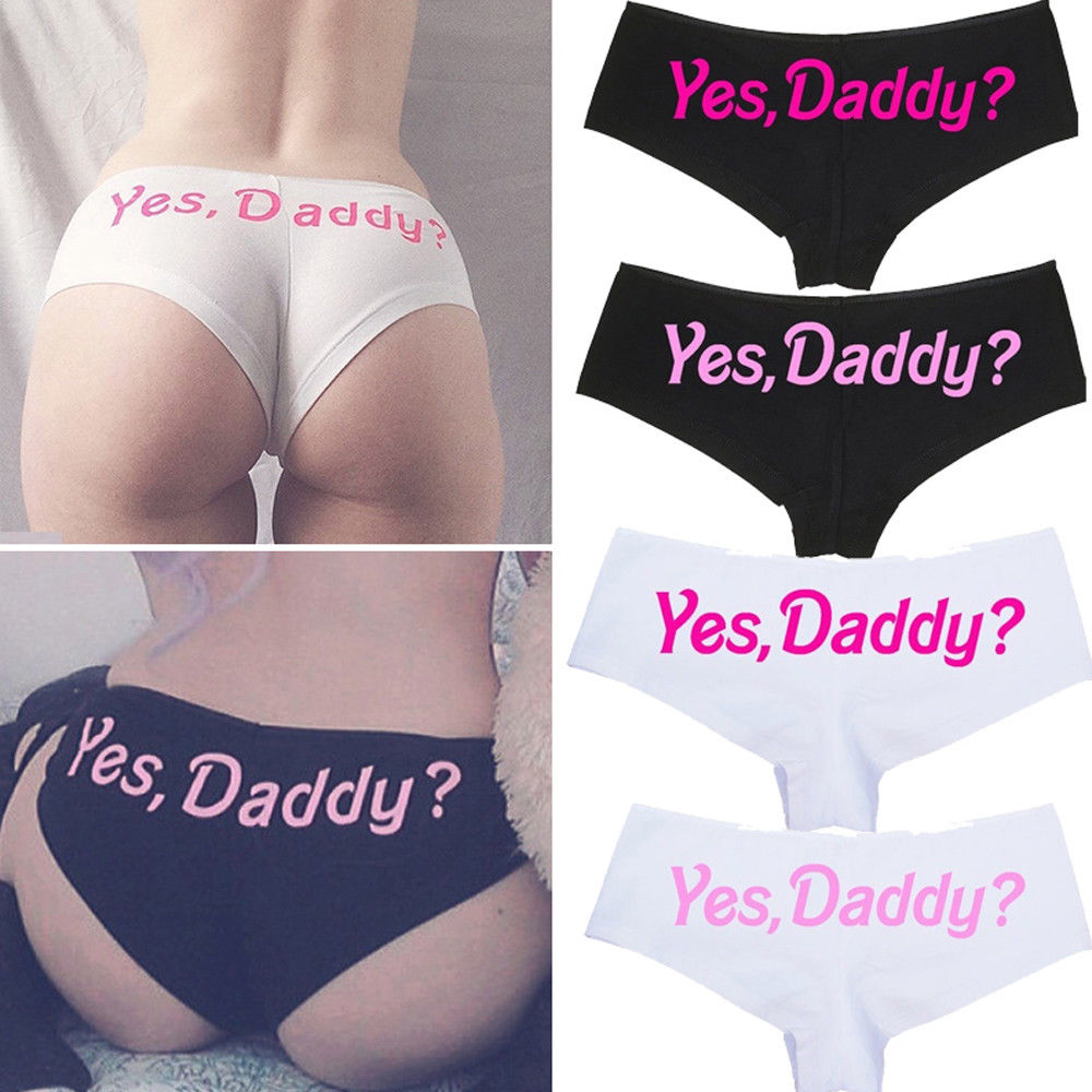 

Yes Daddy Sexy Underpants Seamless Women Funny Briefs Underwear Panties T string Thongs Knickers, Black;pink