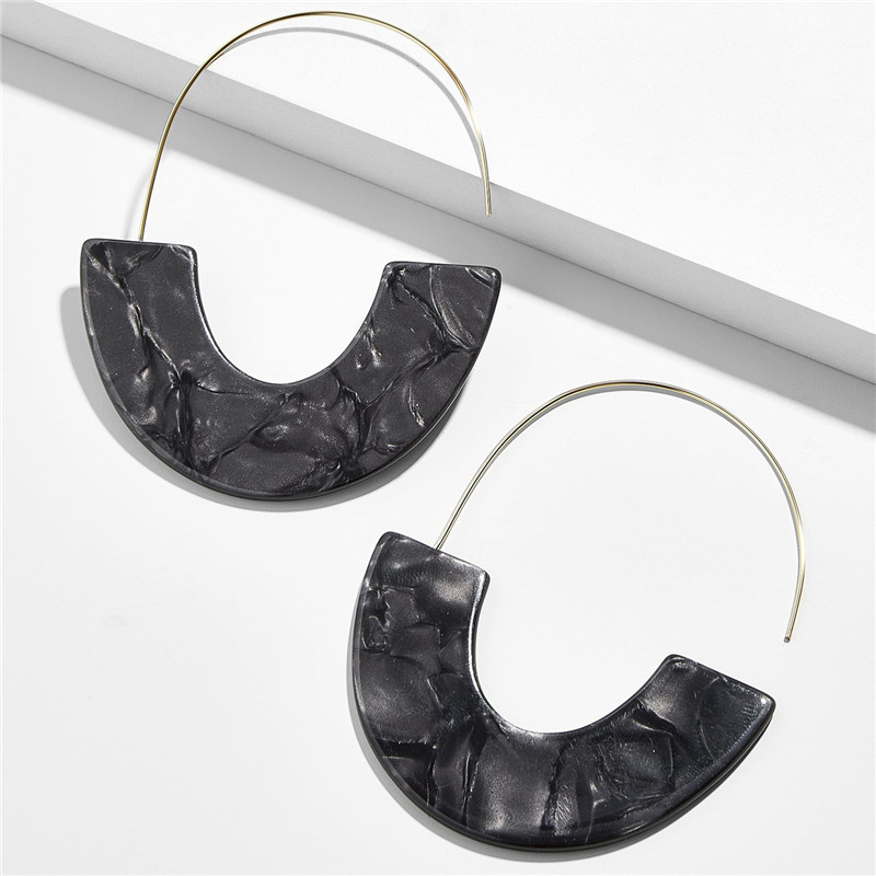 

Women'S Mottled Hoop Earrings Bohemia Acrylic Resin Hoops Stud Earrings, Silver