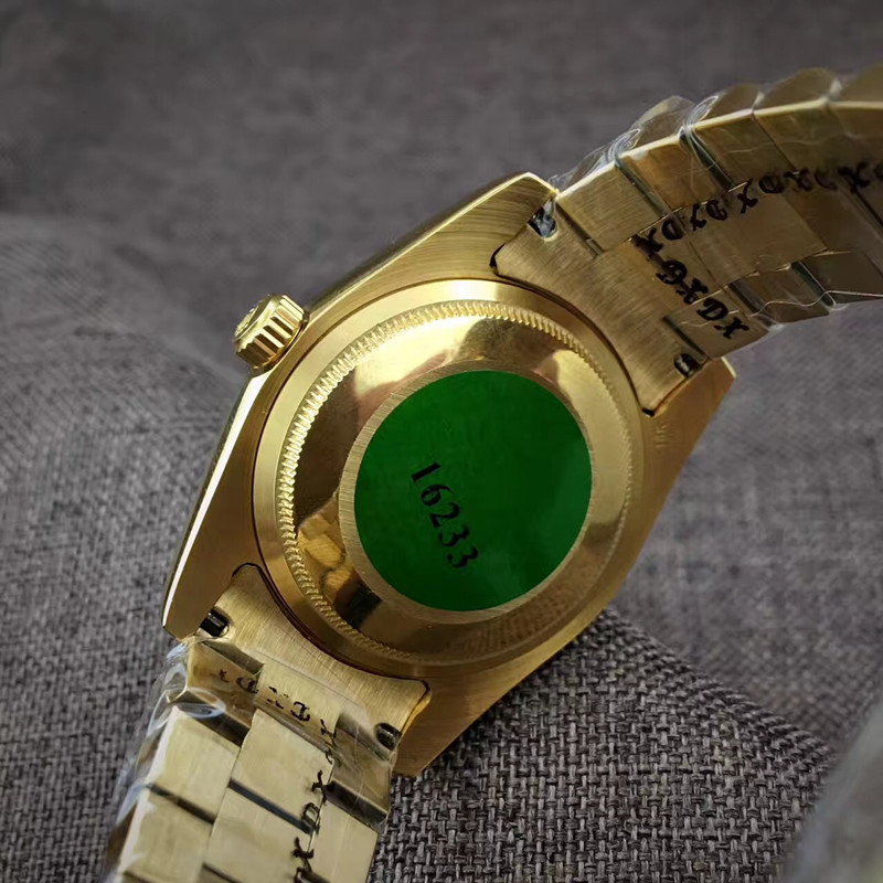 ETA2813 luxury Gold DAYDATE self-winding mechanical movement men's 36MM watches Fluted bezel Concealed folding Crown clasp Mens brand watc-image-462529049