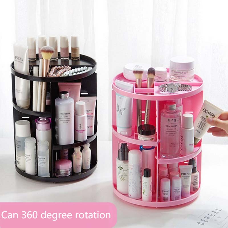 

New Fashion 360-degree Rotating Makeup Organizer Brush Holder Jewelry Organizer Case Jewelry Makeup Cosmetic Storage Box Shelf