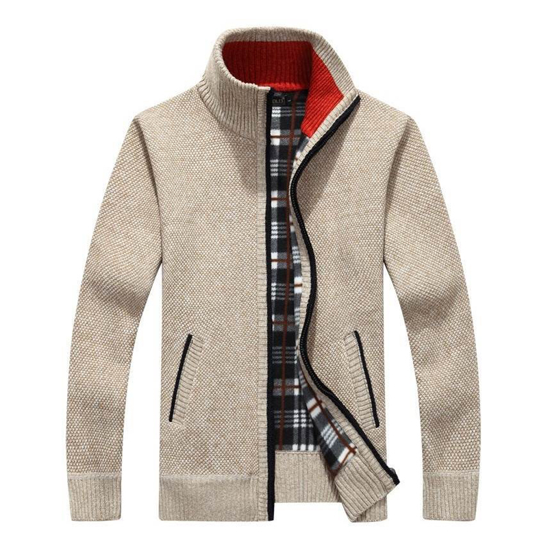 

Men's New Fashion Brand Warm Zipper Cardigan Jacket Sweater Slim Long-sleeved Solid Color Regular Turtleneck Sweater For Men