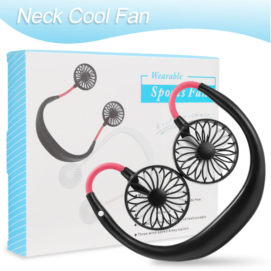 SUMMER Vivavoce collo Banda Da Appendere USB Ricaricabile Dual Fan Mini AIR COOLER