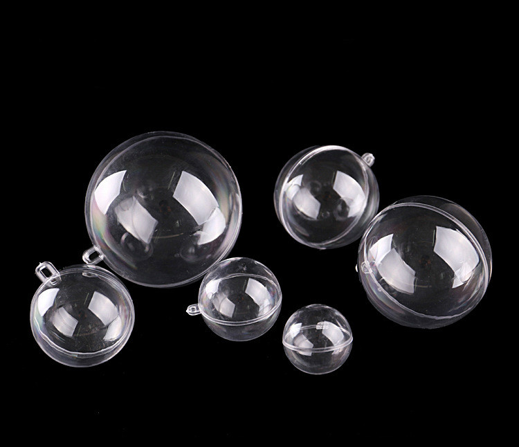 

20Pcs/10Pairs Christmas Tress Hanging Decorations Round Ball Transparent Open Plastic Clear Ornament Kids DIY Party Supplies E