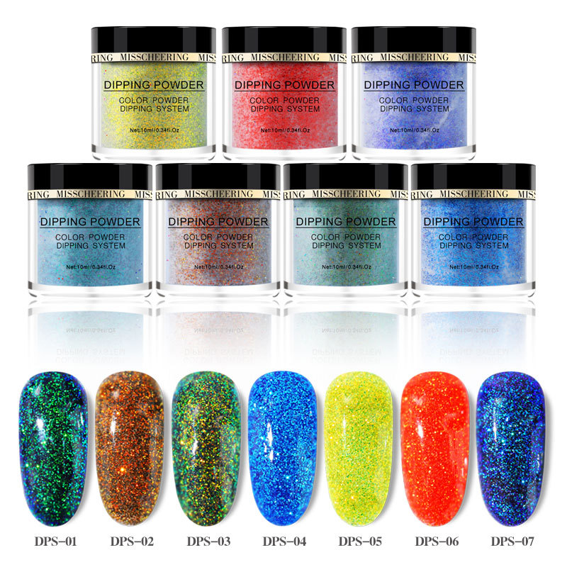 

New Dip Shinny Glitter For Gel Polish Chrome Pigment Dust Nail Art Decoration Chameleon Illusory Color Dipping Powder Blue DIY, Silver;gold
