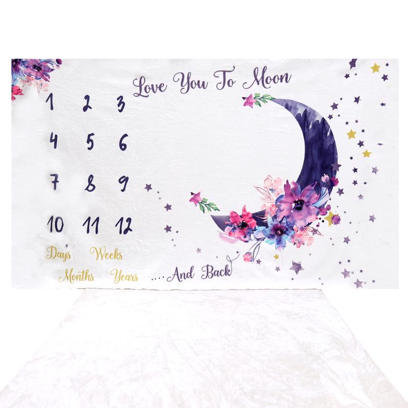 

47 * 39in Baby Monthly Milestone Blanket Soft Flannel Blankets Photo Picture Prop Baby Birthday Gifts for Newborn Infants, Flower pattern