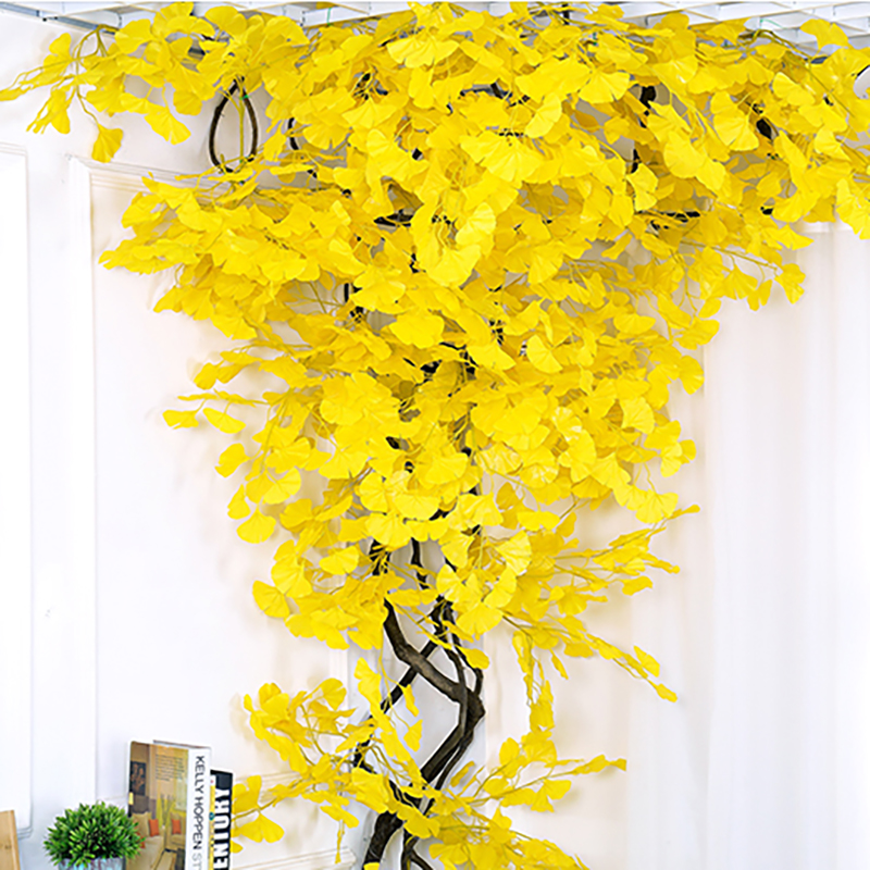

12pcs/bunch Artificial Ginkgo Leaf Plants Fake Leaves Office Home Wedding DIY Decoration Fake Flowers High Imitation Decor, As pic