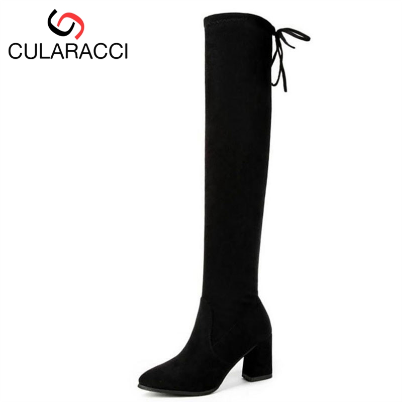 CularAcci Women High Heel Pull On Over The Knee Boots