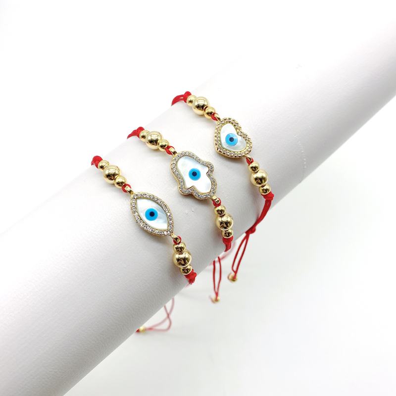 

5pcs/lot Wholesale Shell Turkish Eye Red Rope Adjustable Bracelets