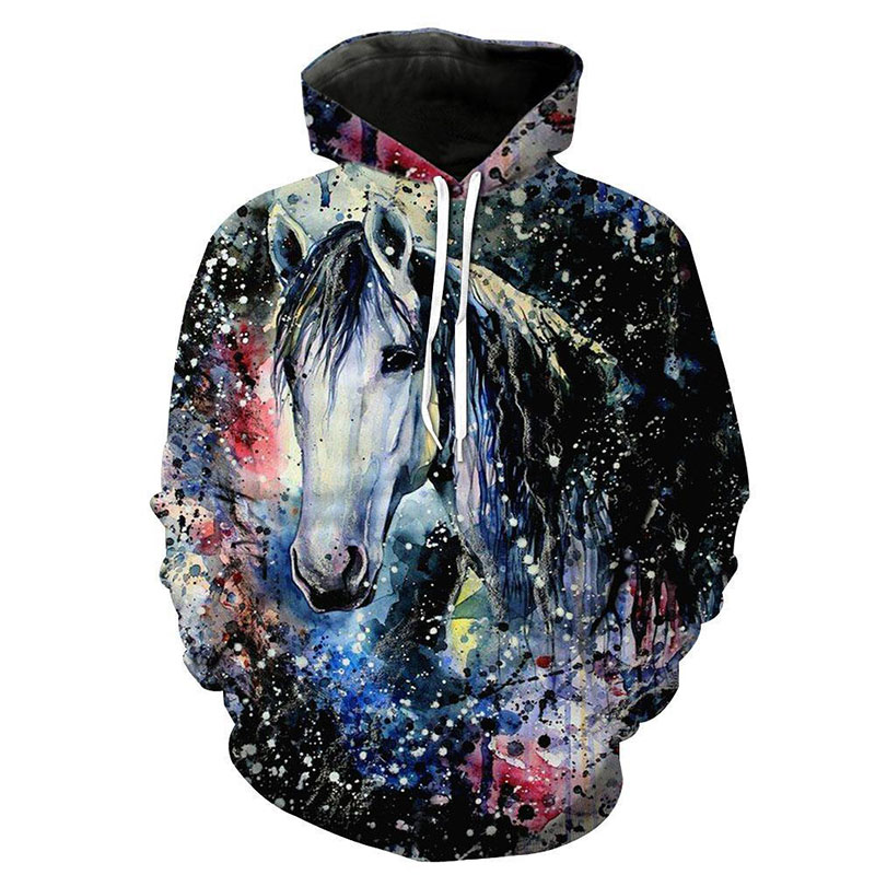 

Unisex Fashion Sweatshirts 3D Printed Colorful Paint Lovely Horse Funny Sweatshirts women men Harajuku Hoodie Pullover 7XL, Ho011