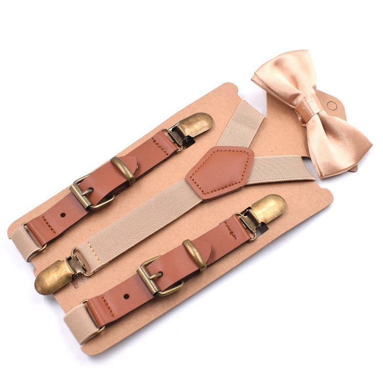 Fashion Leather Alloy 4 Clips 3.5 Jacquard Suspenders Western-style Trousers Male Vintage Casual Suspenders Mans Braces Strap Sun Color