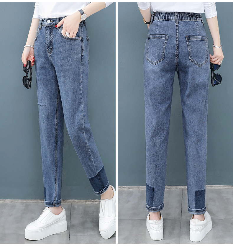 

Dark Blue Flanging Restoring Ancient Ways Is Han Edition Show Thin Big Yards Of Tall Waist Wide-Legged Pants