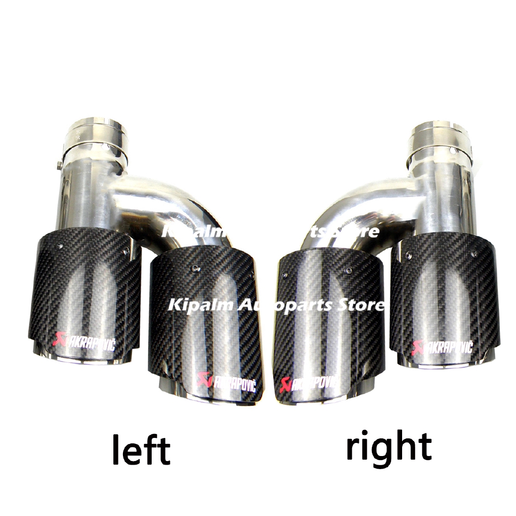 

Audi A4 A5 A6 A7 h-style Car Akrapovic Dual Exhaust Pipe Straight Edge Carbon Fiber Stainless Steel Double Muffler Tip Twin Outlet Double
