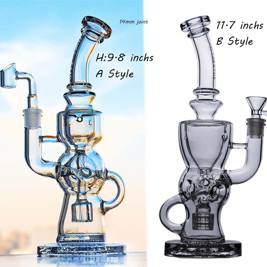 

Hookahs klein Recycler Bong Heady Dab Rigs Glass Water Bongs Water Pipes Oil Rigs Chicha For Smoking With 14mm Banger
