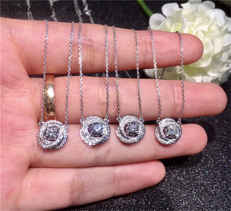 

choucong Handmade infinity Pendants 5A Zircon Cz Real 925 Sterling silver Wedding Pendant with Necklace for women Bridal jewelry