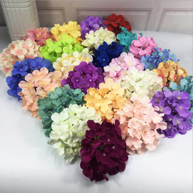 

50pcs/lot silk Hydrangea artificial flower Handmade silk Rose Flower Head For Wedding Decoration flower-wall 16cm wholesale Free Shipping, 04