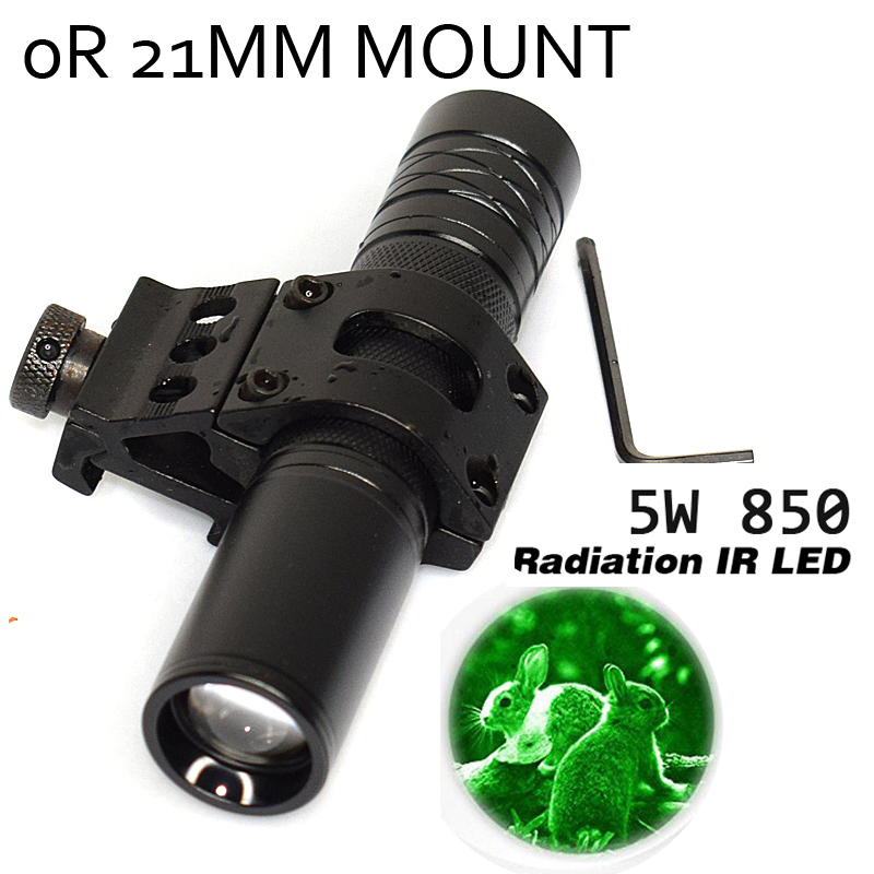 

5W Torch 850nm Zoom Infrared Radiation IR LED Night Vision Zoomable Green-Red White LED Hunting With Remot