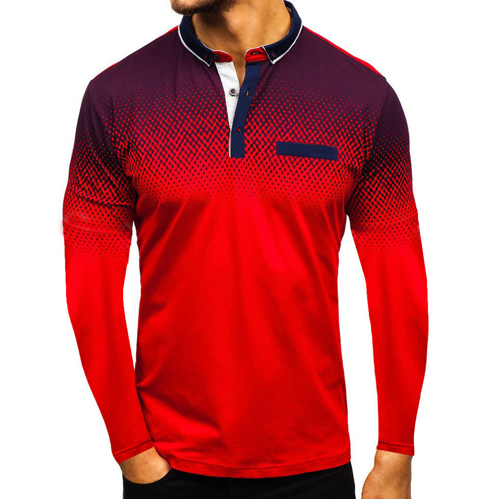 

Colorful Shirts Man Men' Autumn Gradient Business Leisure Printing Long-sleeved Shirt Top Blouse Male Shirts Long Sleeve, Red