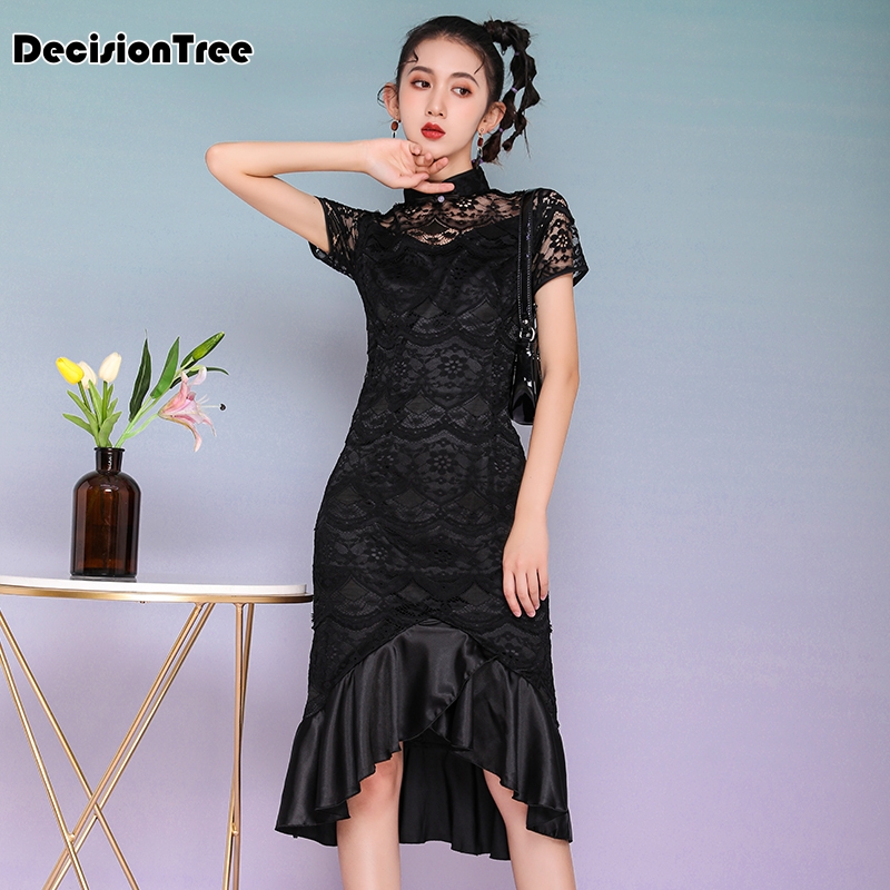 

2020 Chinese Dress evening party dress chinese style women qipao improved half sleeve print cheongsam traditional