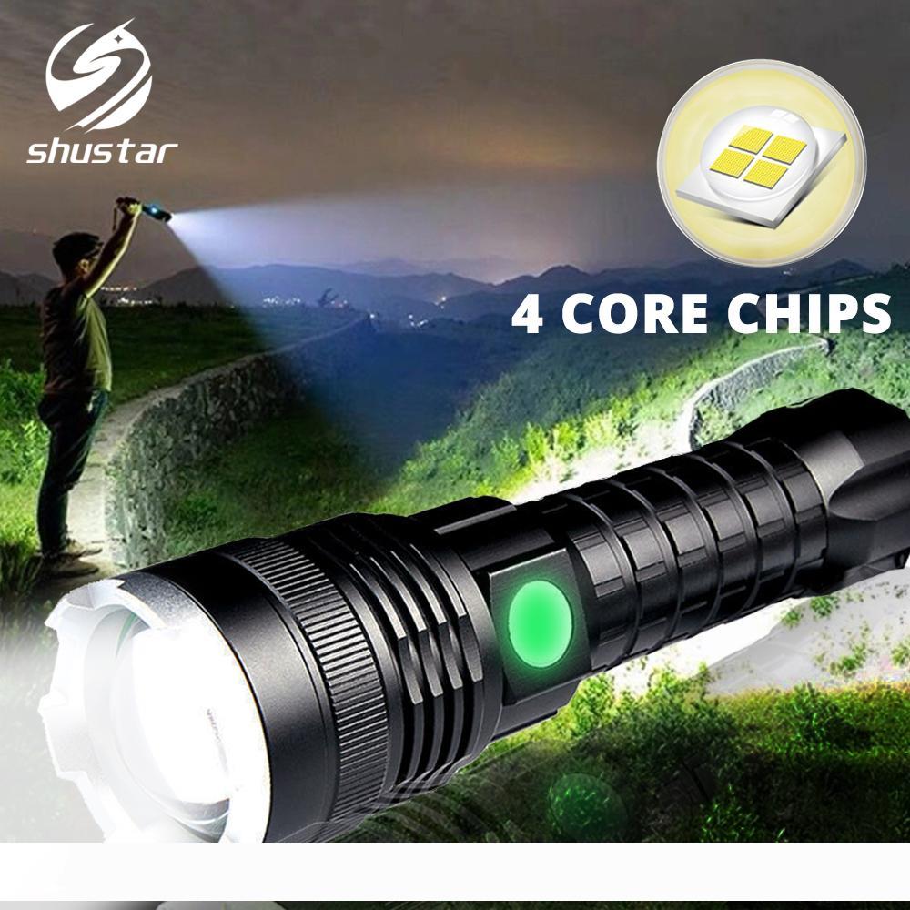 

LED Flashlight XHP50 Zoomable Tactical Torch Rechargeable Waterproof Lamp Ultra Bright Lantern by 26650 battery
