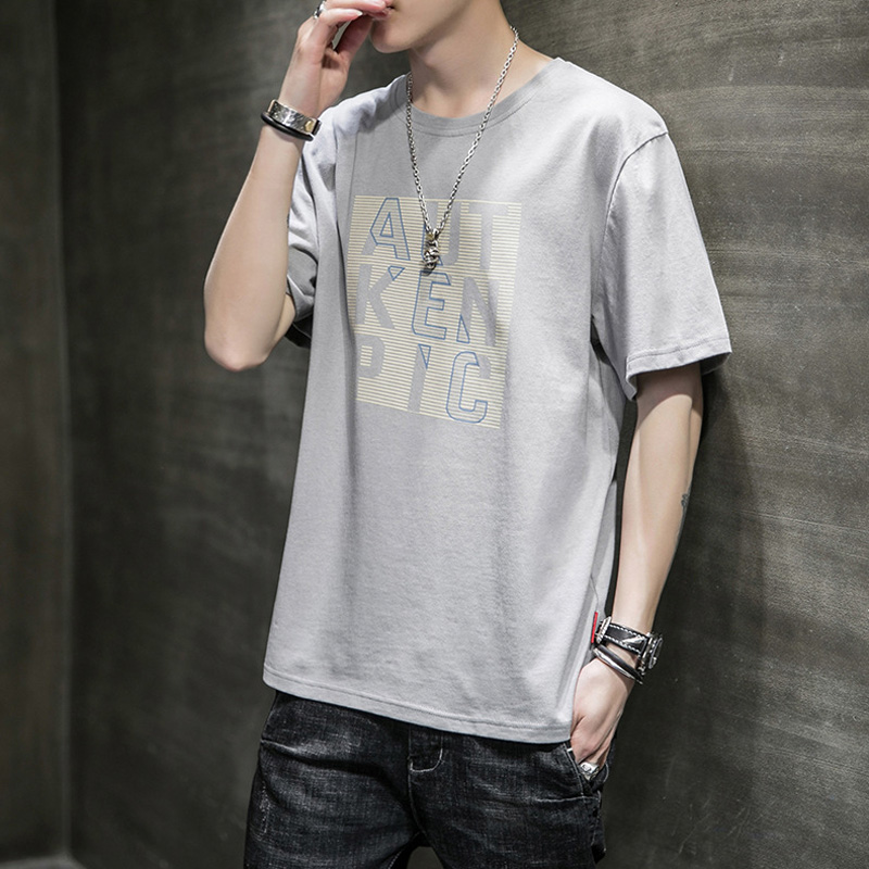 

New 2020 T Shirt Men Star Loose Cotton T-shirt O-neck Size Short Sleeve Tshirts Workout Tees Male Tops Letter T Multiple styles, Beige